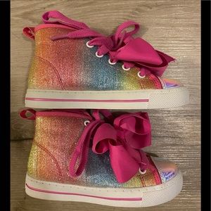 Jojo Siwa Pink bow rainbow high top sneakers 10
